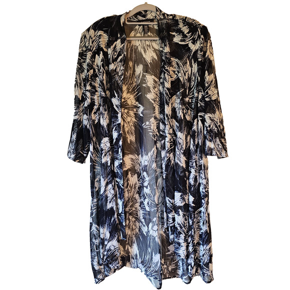 NWT R&M Richards Open Front Cardigan Sheer 3/4 Sleeve Plus Sz 20W - Picture 1 of 15